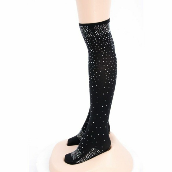 ✔SOLD on Ⓜ✔Super Sexy Rhinestone Black Stockings  - Picture 7 of 8